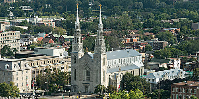 俯拍,圣母院,大教堂,渥太华,安大略省,加拿大