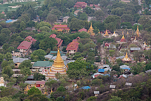 亚洲,缅甸,曼德勒,山,庙宇