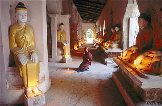 僧侣,庙宇,阿马拉布拉,曼德勒,缅甸