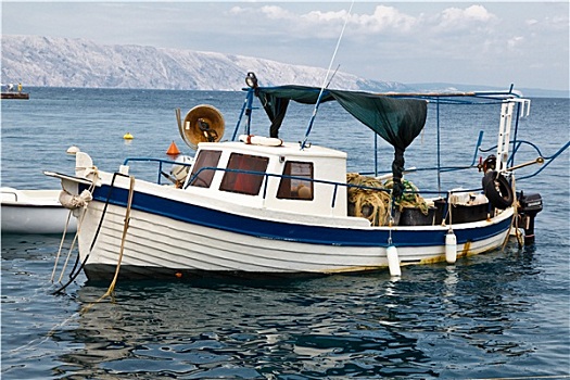 渔民,船,停靠,港口,克罗地亚