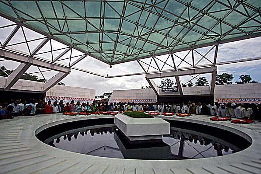 支持者,对立,聚会,支付,敬意,奠基人,迟,总统,墓地,周年纪念,达卡,孟加拉,九月,2009年