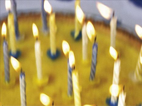 蛋糕,生日蜡烛,燃烧,庆贺,喜庆,黄色,点心