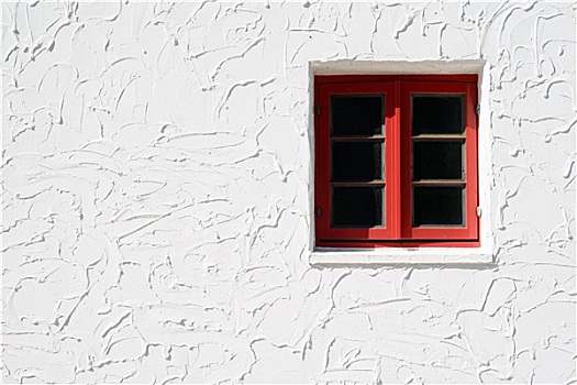 旧式,红色,窗户,白墙