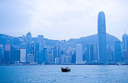 漂亮,场景,香港,天际线,风景,维多利亚港