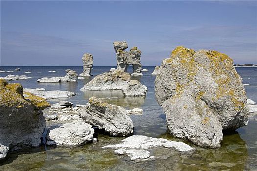 岩石构造,海洋,哥特兰岛,瑞典