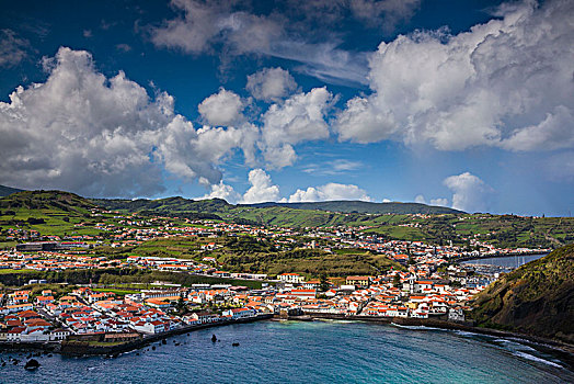 葡萄牙,亚速尔群岛,法亚尔,岛屿,俯视图,城镇,波尔图,蒙特卡罗