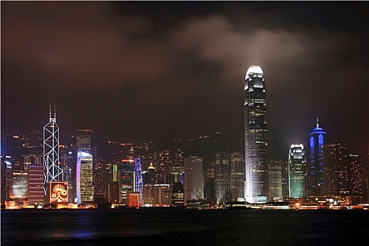 香港,天际线,摩天大楼,商务区,黄昏