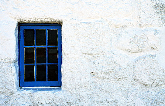 白墙,蓝色,窗户