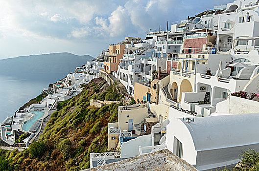 风景,传统,刷白,建筑,岛屿,锡拉岛,希腊