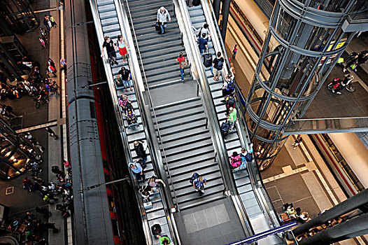 楼梯,月台,柏林,中央车站,地区,德国,欧洲