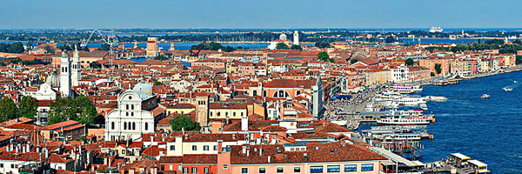 威尼斯,天际线,全景,俯视,钟楼,广场,意大利