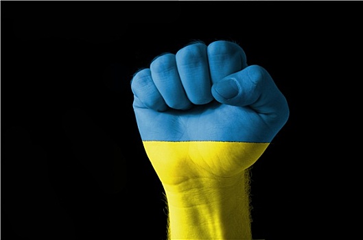 拳头,涂绘,彩色,乌克兰,旗帜