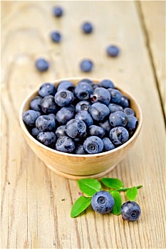 蓝莓,木碗,木板