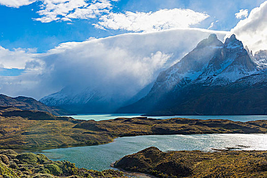 云,上方,托雷德裴恩国家公园,巴塔哥尼亚,智利,南美