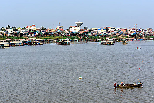 渔船,树液,河,金边,柬埔寨,亚洲