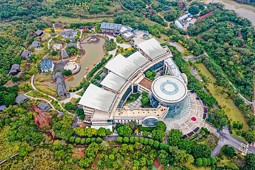 航拍南宁广西民族博物馆广西民族村