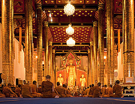 僧侣,契迪,庙宇,清迈,泰国