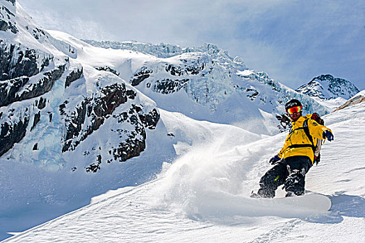 滑雪板玩家,大雪,瓦尔罗赛格,瑞士,欧洲