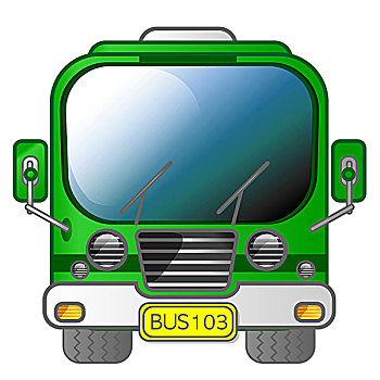 插画,绿色,巴士