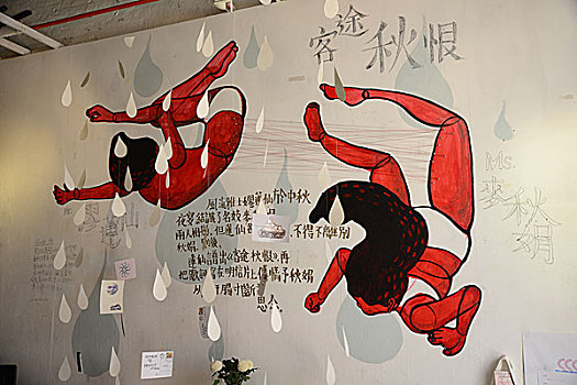香港故事馆,湾仔蓝屋内墙上的彩绘,香港湾仔皇后大道中