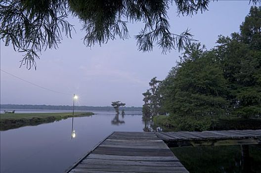 码头,湖,路易斯安那,美国