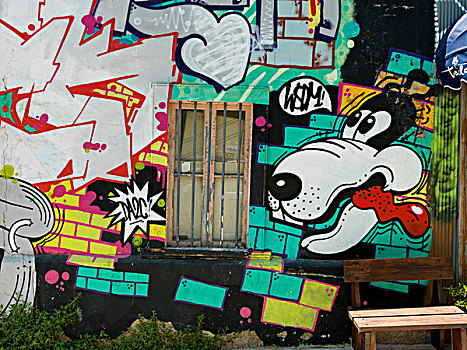 涂鸦,户外,墙壁,瓦尔帕莱索,智利