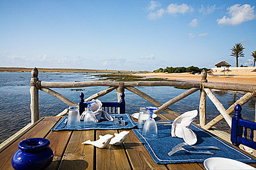 木桌子,户外,地中海,风景,背景