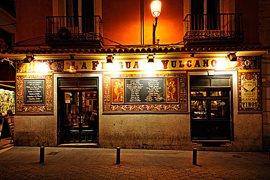 餐馆,火山,夜晚,广场,马德里,西班牙,欧洲
