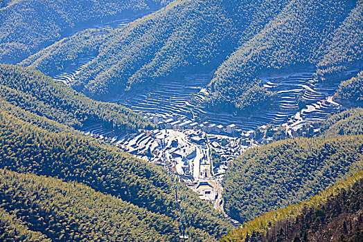 山村,山谷,村庄,房子