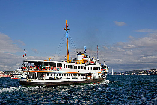 渡轮,博斯普鲁斯海峡,伊斯坦布尔,土耳其,亚洲