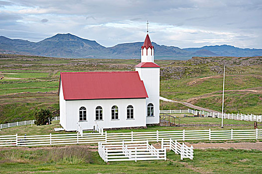 教堂,小,山,靠近,冰岛,斯堪的纳维亚,北方,欧洲