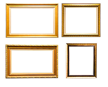 旧式,金色,画框,隔绝,白色背景,背景