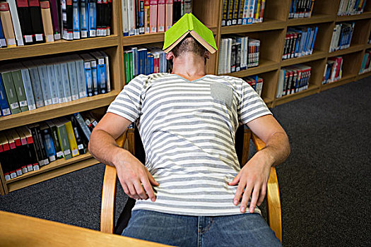 学生,睡觉,图书馆,书本,脸