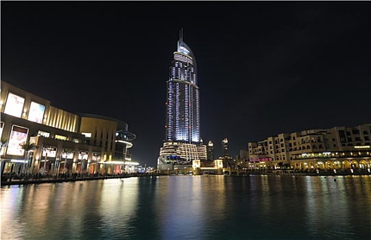 市区,哈利法,夜晚,迪拜