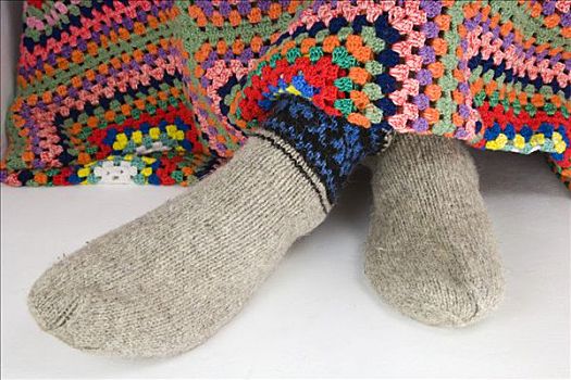 脚,毛织品,编织,袜子,毯子