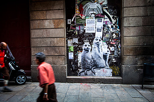 街头艺术,新生,地区,巴塞罗那,加泰罗尼亚,西班牙