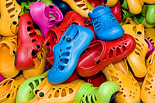 堆积,塑料制品,鞋