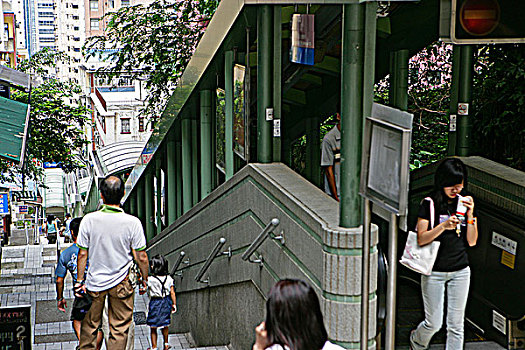 行人,扶梯,中心,香港