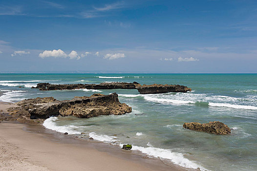 石头,海浪,海滩,巴厘岛,印度尼西亚,亚洲