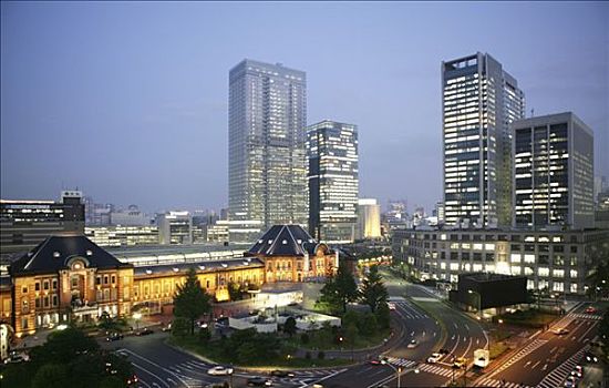 东京站,区域,许多,新建筑,写字楼,博物馆,酒店,购物,商场,餐馆,东京,日本,亚洲