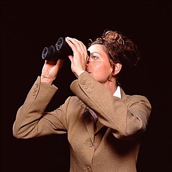 职业女性,双筒望远镜