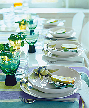成套餐具,绿色,白色,瓷器
