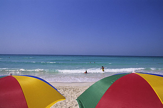 阿联酋,迪拜,海滩,沙滩伞