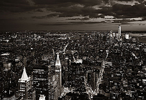 纽约,市区,天际线,夜拍