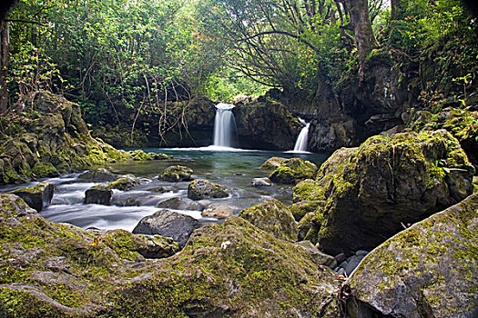 热带,洞穴,水池,小,瀑布,毛伊岛,夏威夷
