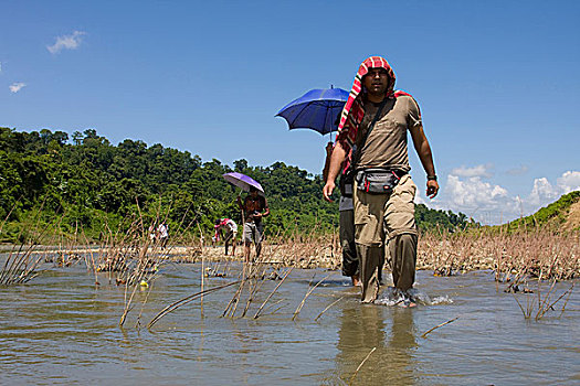 孟加拉,游客,扩大,追踪,山,地区,十月,2008年,一个,三个,局部
