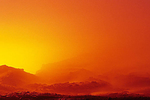 火山,火山岩,发光,蒸汽,夏威夷大岛