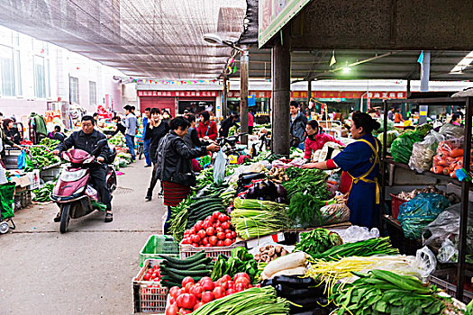 菜摊,食品市场,郑州,河南,中国,亚洲