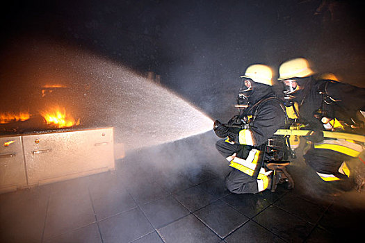 消防员,训练,房子,职业,北莱茵威斯特伐利亚,德国,欧洲