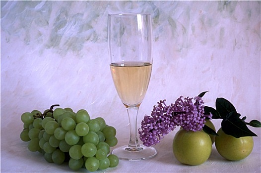 玻璃杯,白葡萄酒,水果,涂绘,背景